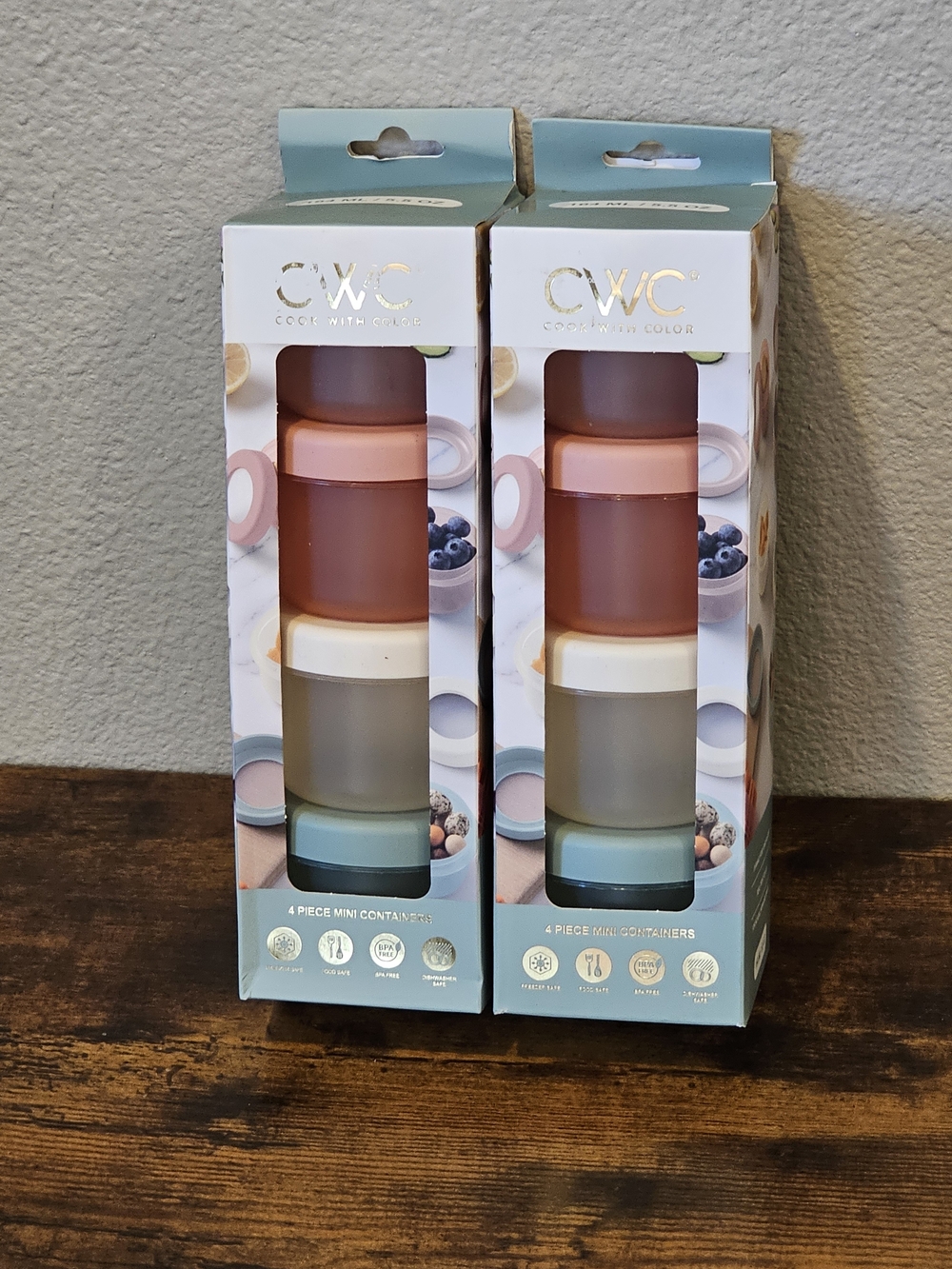 NWT CWC 4-Piece Stackable Mini Food Storage Containers - Multi-Color